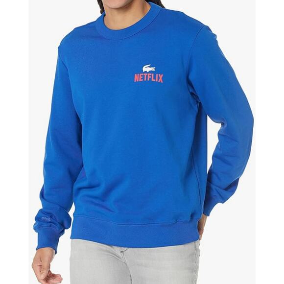 Lacoste Men's Netflix Long Sleeve Classic Fit Graphic Sweatshirt, Cobalt XL - Picture 1 of 3